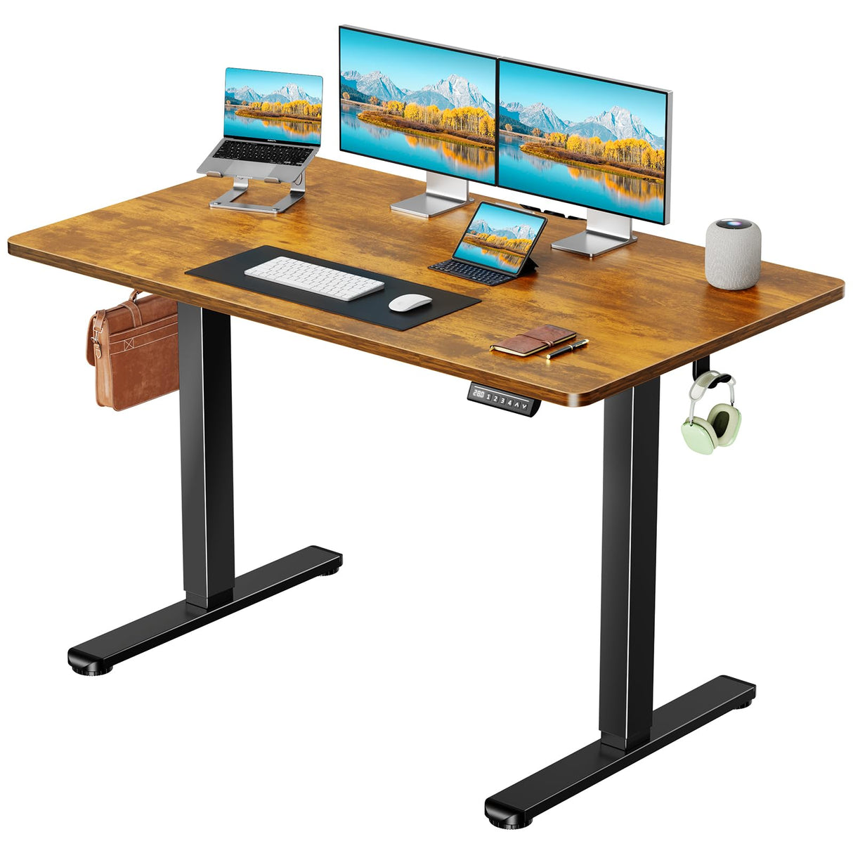 Marsail Electric Standing Desk with One-Piece Desktop,55 x 30 inch Height Adjustable Office Gaming Computer Desk with Deeper Tabletop,Home Office Stand up Desk with 4 Memory Presets, Desk for Bedroom Marsail