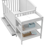 Storkcraft Steveston 5-in-1 Convertible Crib and Changer with Drawer (White) – GREENGUARD Gold Certified, Crib and Changing Table Combo with Drawer, Converts to Toddler Bed, Daybed and Full-Size Bed Storkcraft