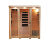 Heat Wave 4 Person Sauna Hemlock Wood Sonoma 9 Carbon Infrared Heaters MP3 Player Chromo Therapy Lighting 120V 2100W Heat Wave