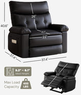 GarveeHome Recliner Chair - PU Leather Recliner for Adults, Manual Lazy Recliner Chair with Overstuffed Comfort Arm and Back for Living Room, Bedroom GarveeHome