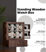 Homde Watch Box Wooden Display: Large Wood Storage for Men's Nightstand - Timeless Home Organizer (M Size) Homde