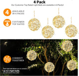 Outdoor Christmas Balls Lights 4 Pack Hanging 7.9" LED Garden Sphere Tree Lights 8 Modes Waterproof Glow Globe Lights with Memory Timer Plug for Party Yard Porch Eave Patio Xmas Decoration-Warm White SenLuKit