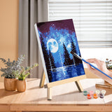 4 Pack Paint by Numbers Kits for Adults Beginners Framed Canvas, Adult Paint by Number Kit with Easel, Moon Mountain Landscapes Painting by Numbers for Beginners, Arts and Crafts for Decor 8x12inch Genius maker