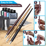 Trustela Calligraphy Set For Beginners, 3 Calligraphy Pens, 4 Ink Bottle 15ml, 20 Calligraphy Nibs, 1 Calligraphy Pen Holder, Dip Pen Set, Gift For Men, Women And Kids, Calligraphy Kit For Beginners Trustela