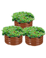 VEVOR 3 Pcs 2x2x1ft Round Galvanized Raised Garden Bed Kit, Outdoor Metal Raised Beds for Gardening Vegetables, Easy Assembly Garden Planter Box for Flowers Fruits with Open Base VEVOR