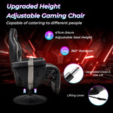 Goplus Gaming Chair, Height Adjustable Massage Video Game Chair with Retractable Footrest, Cup Holder, Headrest, Swivel Office Chair, Racing Style Swivel Gamer Chair Goplus