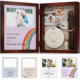 JupDec Dog Memorial Gifts Pet Shadow Box Wooden Picture Frame with Clay Paw Print Kit for Loss of Dog & Cat Remembrance Sympathy Deep Display Case for Keepsake Collar Hair (Brown) JupDec