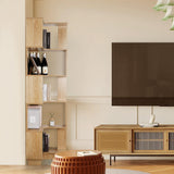 Modern 5-Tier Corner Bookshelf by tonchean - 69" Tall Free-Standing Wooden Storage Solution for Home & Office tonchean