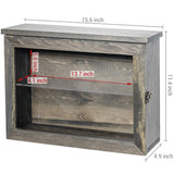 MyGift 15 x 11 inch Wall Mounted Vintage Gray Solid Wood Display Case, Hanging Shadow Box with Clear Viewing Panel on Hinged Door, Metal Latch and MyGift