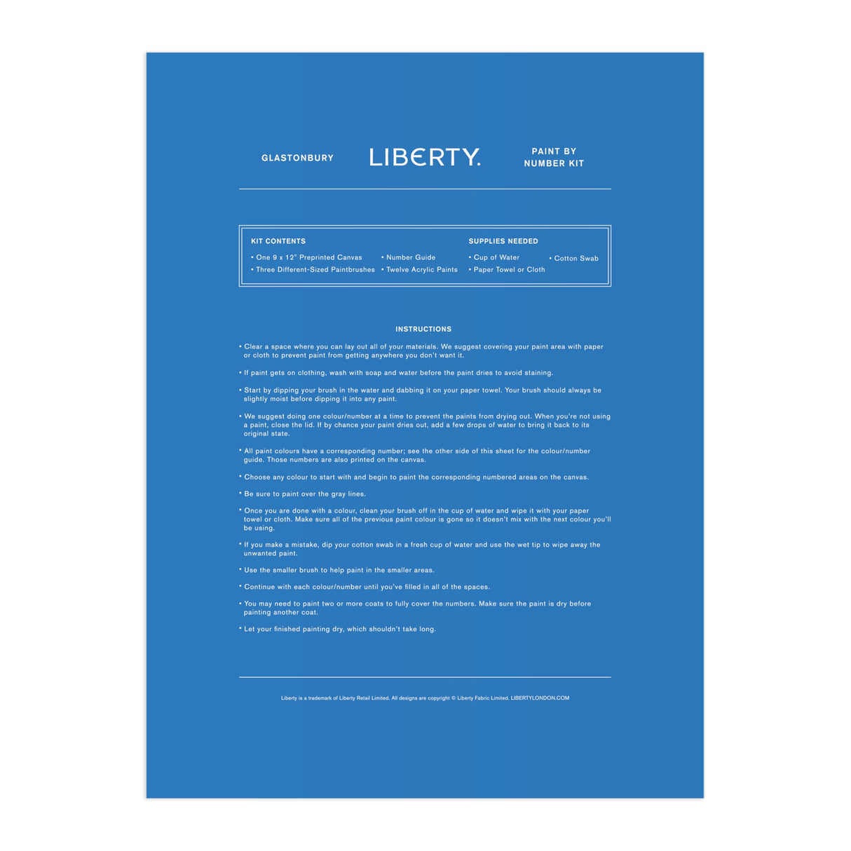 Galison Liberty Glastonbury – DIY 9 x 12 Paint by Number Kit with Iconic Liberty Print Art for Beginners and Experts Includes Paint and Brushes Galison
