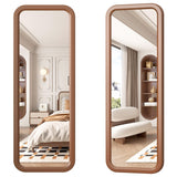 LVSOMT 63"×18” Wooden Full Length Mirror, Full Body Mirror, Standing Floor Mirror, Solid Wood Frame, Stand Up or Wall-Mounted, Dressing Mirror for Bedroom, Rustic Mirror, Walnut LVSOMT