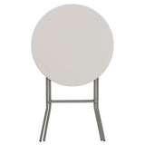 Flash Furniture Kathryn 2.63' Round Folding Bar Height Table for Parties and Commercial Events, Indoor/Outdoor Plastic Bar Height Folding Table, White Flash Furniture