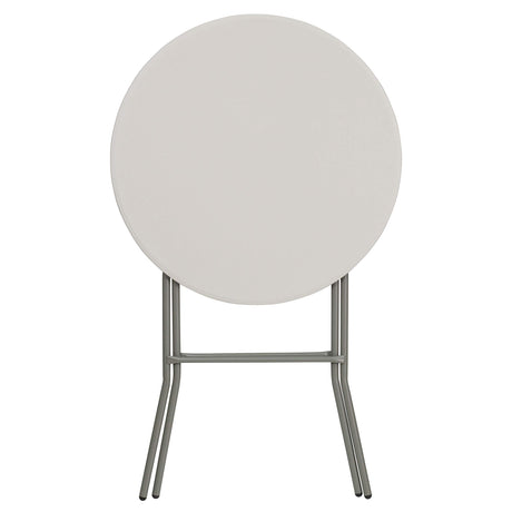 Flash Furniture Kathryn 2.63' Round Folding Bar Height Table for Parties and Commercial Events, Indoor/Outdoor Plastic Bar Height Folding Table, White Flash Furniture