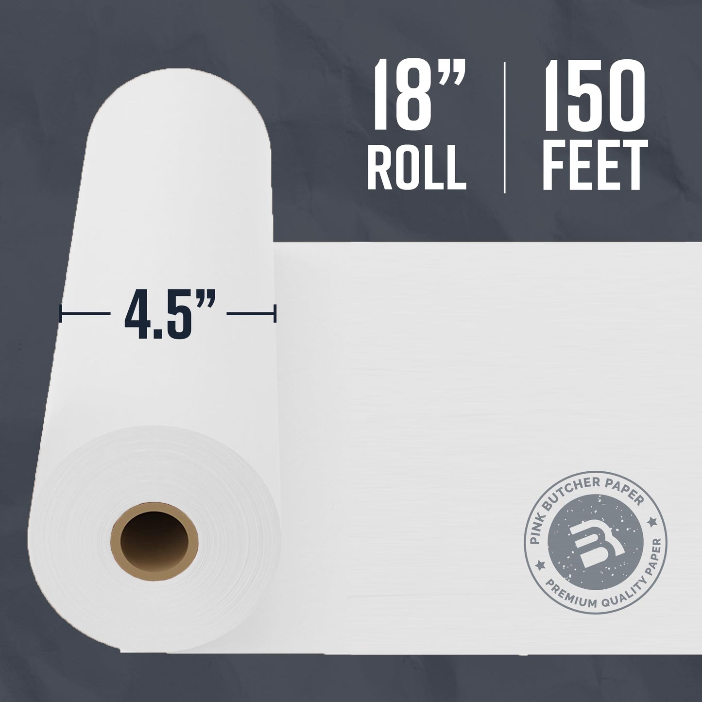 White Kraft Butcher Paper - 18'' x 150' - Versatile & Durable Butcher Paper Roll for Packaging, Grilling, Smoking Meat and BBQ - Unwaxed & Uncoated Butcher Paper for Sublimation - Made in USA