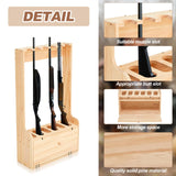 Soaoo Gun Rack with Storage Wood Gun Storage Display Rack Solid Pine Standing Gun Storage Rack Standing Rifle Rack Shotgun Storage Display Rack (6 Gun Floor Rack) Soaoo