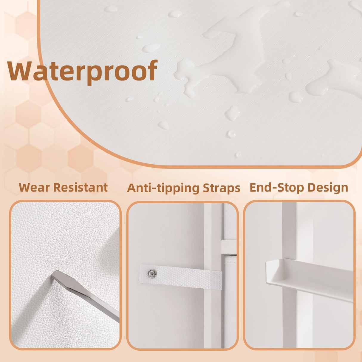 Somdot White Nightstand with Charging Station and LED Light for Bedroom, Tall 4 Drawers Dresser with Fabric Bins for Bedside Kids Dorm Room Closet Laundry Entryway, White Leather Somdot