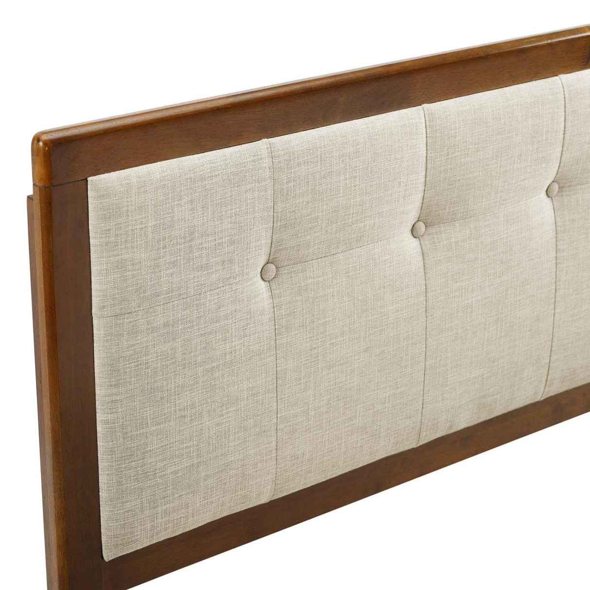 Modway Draper Tufted Full Fabric and Wood Headboard in Walnut Beige Modway