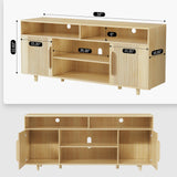 AntsandAnts TV Stand for 70 Inch TV, Fluted Modern Entertainment Center with Storage, Media Console Cabinet w/Adjustable Shelves & Doors, Wood TV Stands for Living Room, Bedroom, Natural Oak AntsandAnts