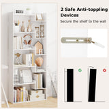 Tangkula 6-Tier Bookshelf, 64”H Tall Open Bookcase with Anti-Tip Kits, Home Office Free-Standing Wood Room Divider Display Book Shelf, Modern 11-Shelf Storage Rack for Study, Living Room (1, White) Tangkula