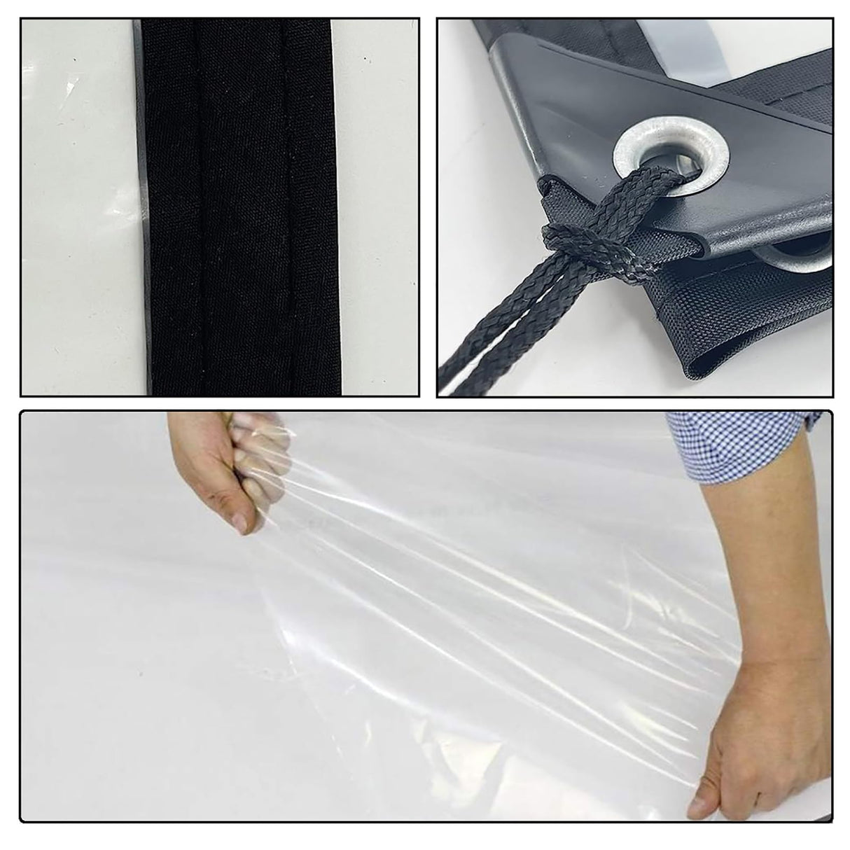 RAUMPA 8x10 ft Clear Plastic Vinyl Tarp with Grommets, Heavy Duty Waterproof Tarps and Sheeting for Chicken Coops, Patios, Greenhouses, Balconies, Gazebos, Porches, and Winter RAUMPA