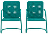 Crosley Furniture Bates 2-Piece Outdoor Chair Set, Retro Metal Patio Chairs for Dining, Porch, Deck, Balcony, Turquoise Gloss Crosley Furniture