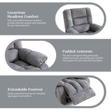 IOMOR Manual Recliner Chair with Heat and Massage, Ergonomic Overstuffed Breathable Fabric Reclining Chairs, Single Sofa Chair with Side Pockets for Living Room Home Theater (Light Gray) IOMOR