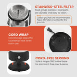 Elite Gourmet EC812 Electric 12-Cup Coffee Percolator with Keep Warm, Clear Brew Progress Knob Cool-Touch Handle Cord-less Serve, Stainless Steel Elite Gourmet