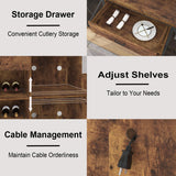 LVB Rustic Brown Large Bar Cabinet with Fridge Space and Storage Drawers LVB