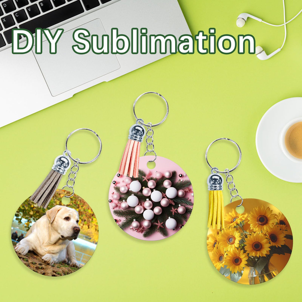 GEKIXUTP 160 Pcs metal Sublimation Keychain Blanks Bulk,Double Sided Sublimation Blanks Keychain Heat Transfer Keychain Blanks with Tassels,Sublimation Ornament Blanks key chain GEKIXUTP