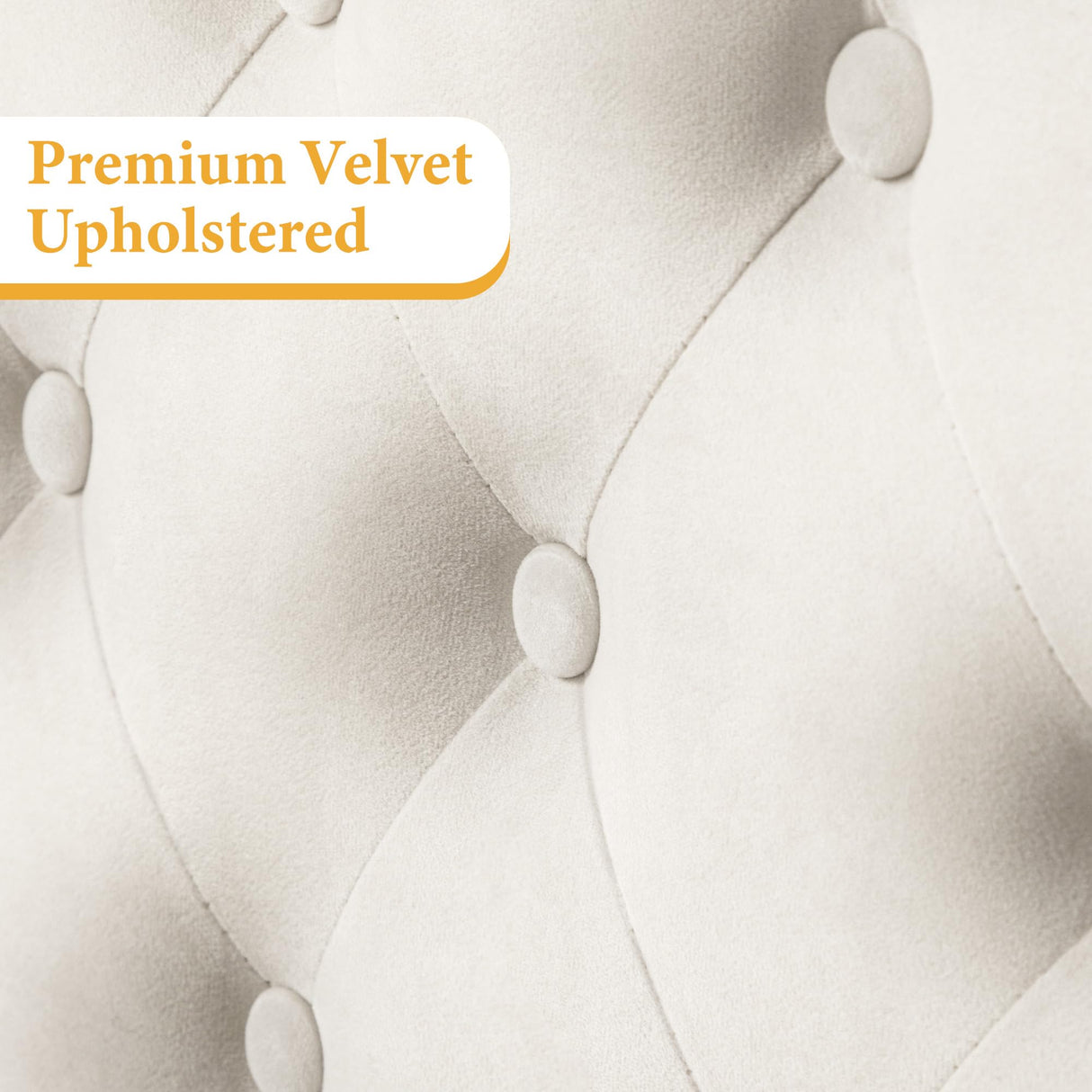 HISOFT Queen Bed Frame, Velvet Upholstered Queen Platform Bed with 48.8" Tall Wingback Headboard, Button Tufted, No Box Spring Needed, Noise-Free, Cream HISOFT