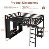 MAKIAAP Queen Heavy Duty Metal Loft Bed with L-Shaped Desk, Wardrobe & 5 Storage Shelves – Space-Saving Design for Kids, Teens, Adults – 500LBS Capacity, Easy Assembly (Queen) MAKIAAP
