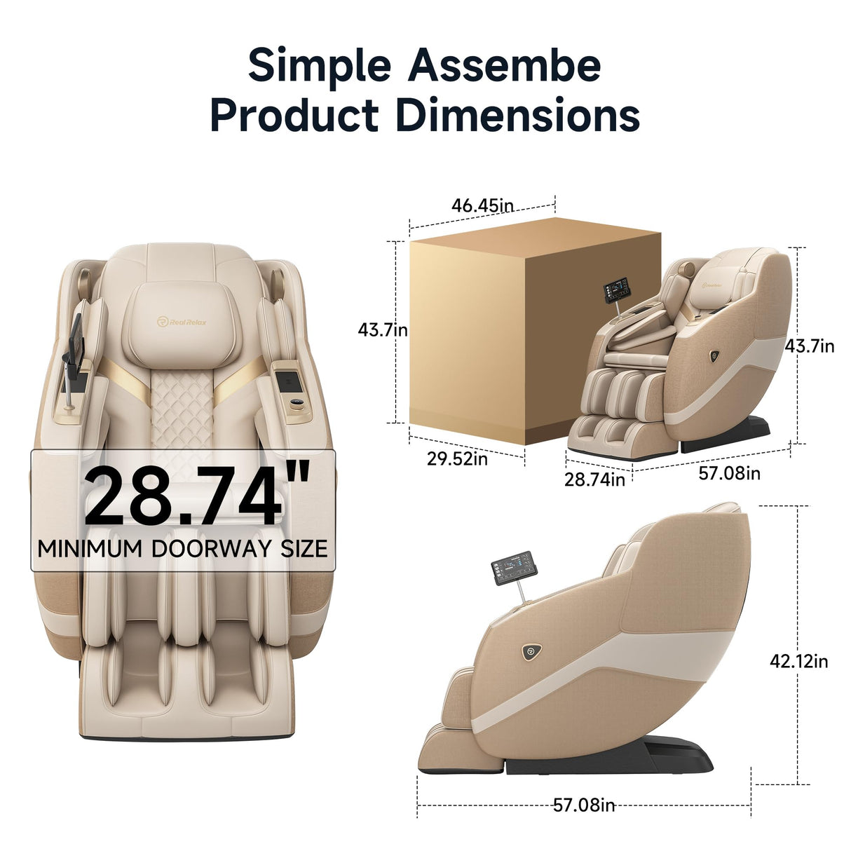 Real Relax 4D Massage Chair Full Body, Zero Gravity Recliner with 16 Auto Modes, Thai Stretch, Body Scan, Bluetooth Speaker, Heating, Foot Massage and Shortcut Button, PS5100 Khaki Real Relax