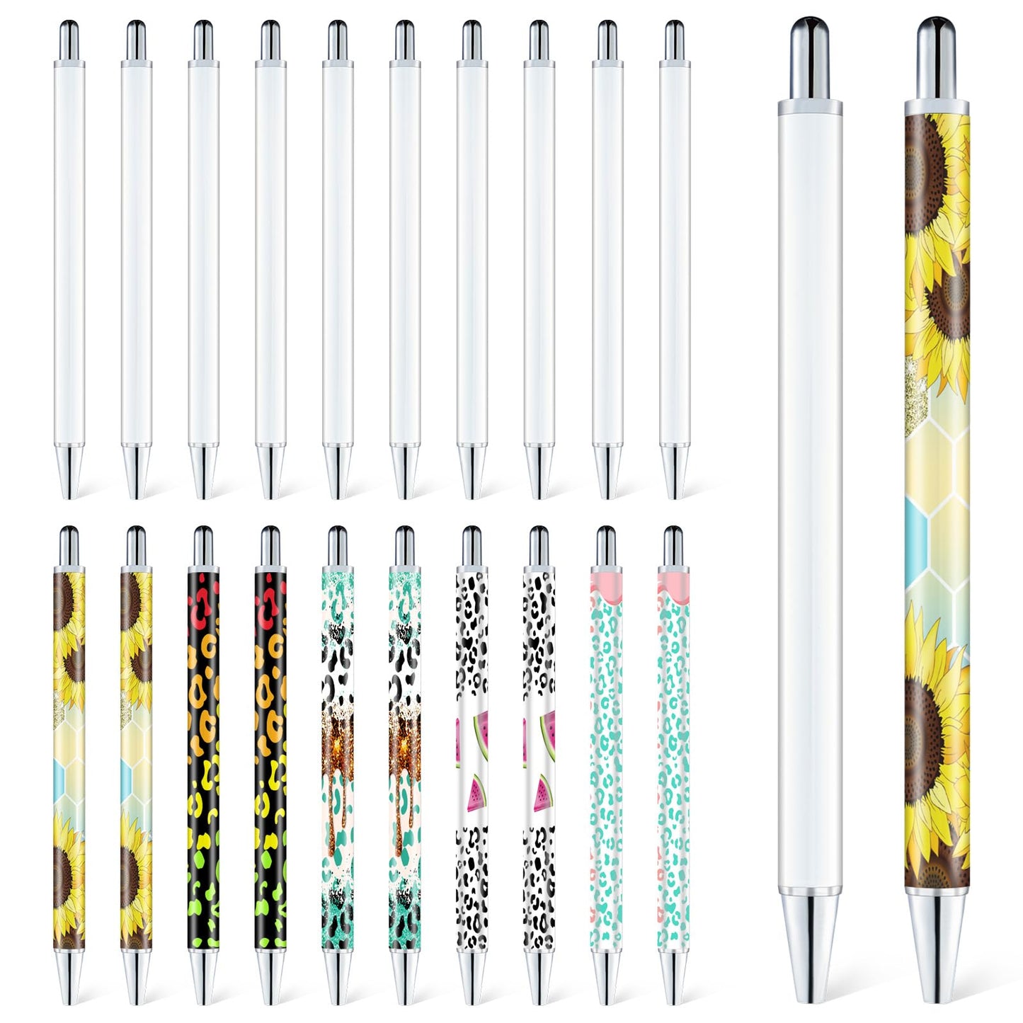 Cupoita Sublimation Pens Blank No Clip With Shrink Wrap,Heat Transfer Sublimation Ballpoint Pen, Aluminum Customized Pen, Personalized Pen For Christmas Diy Office School Stationery Supplies (10 Pack)