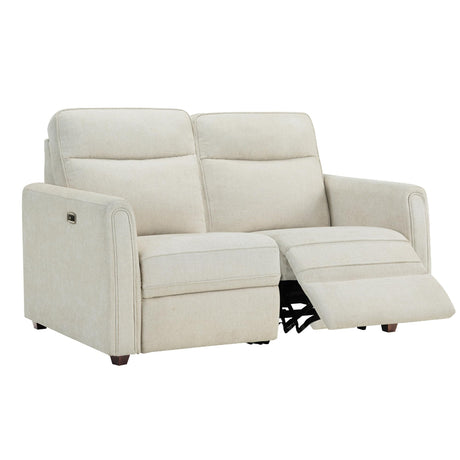 KISLOT Zero Wall Recliner Sofa RV Loveseat Wall Hugger Power Recliner Chair with Comfortable Backrest High Wood Leg USB & Type C Dual Charge Ports for Living Room RV Furniture or Small Spaces KISLOT