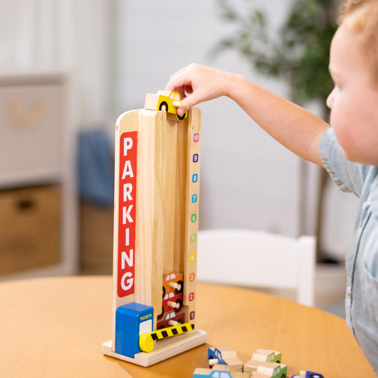 Melissa & Doug Stack & Count Wooden Parking Garage With 10 Cars Melissa & Doug