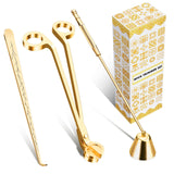 calary Candle Wick Trimmer, Candle Snuffer and Wick Dipper & Candle Accessory Set, 3 in 1 Candle Care Kit for Candle Lover (Gold) calary