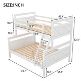 Bellemave White Twin Over Full Solid Wood Bunk Bed with Ladder and Guardrails Bellemave