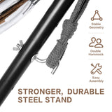 PNAEUT Double Hammock with Space Saving Steel Stand Included 2 Person Heavy Duty Outside Garden Yard Outdoor 450lb Capacity 2 People Standing Hammocks and Portable Carrying Bag (Coffee) PNAEUT