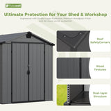 Patiowell 6 x 10 FT Outdoor Plastic Storage Shed with Floor - Lockable Resin Tool Shed, 2 Windows, Easy Assembly for Garden/Backyard (Dark Grey) Patiowell