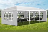 Linkhoo 10x30 FT Outdoor Canopy Party Tent with 5 Removable Sidewalls, Large Waterproof Wedding Tents w/Ground Nails & Windproof Ropes, Outside Gazebo Pavilion Event Shelter for Garden Patio, White LINKHOO