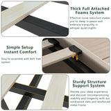 Loomie Upholstered Queen Bed Frame with Lift-Up Storage, LED Lights & Charging Station in Beige Loomie