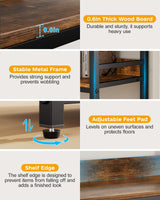 Aquzee Large 5-Tier Corner Bookshelf - Modern Tall Corner Shelf Storage Display Rack with Sturdy Metal Frame - Perfect for Living Room, Home Office, Books and Decor Display Aquzee