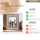 Tasse Verre 5x7 Rustic Picture Frames 3-Pack, Distressed Farmhouse-Style Table Frame, Brushed Industrial Silver Metal Look Frame with Wood Looking Insert, Ready-to-Hang Hooks. Tasse Verre