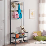 Yaheetech Coat Rack, Hall Tree with Shoe Bench, Entryway Shoe Storage with Coat Rack Stand, 9 Movable Hooks, Industrial Entryway Furniture, Gray Yaheetech