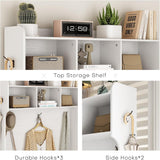 Redlife Entryway Hutch,Hall Tree with Storage Bench, Farmhouse Entryway Bench with Coat Rack, 6-in-1 Coat Rack with Bench, Entrance Organizer with Shoe Storage, Hall Tree with Bench for Hallway Redlifeᅟᅠ