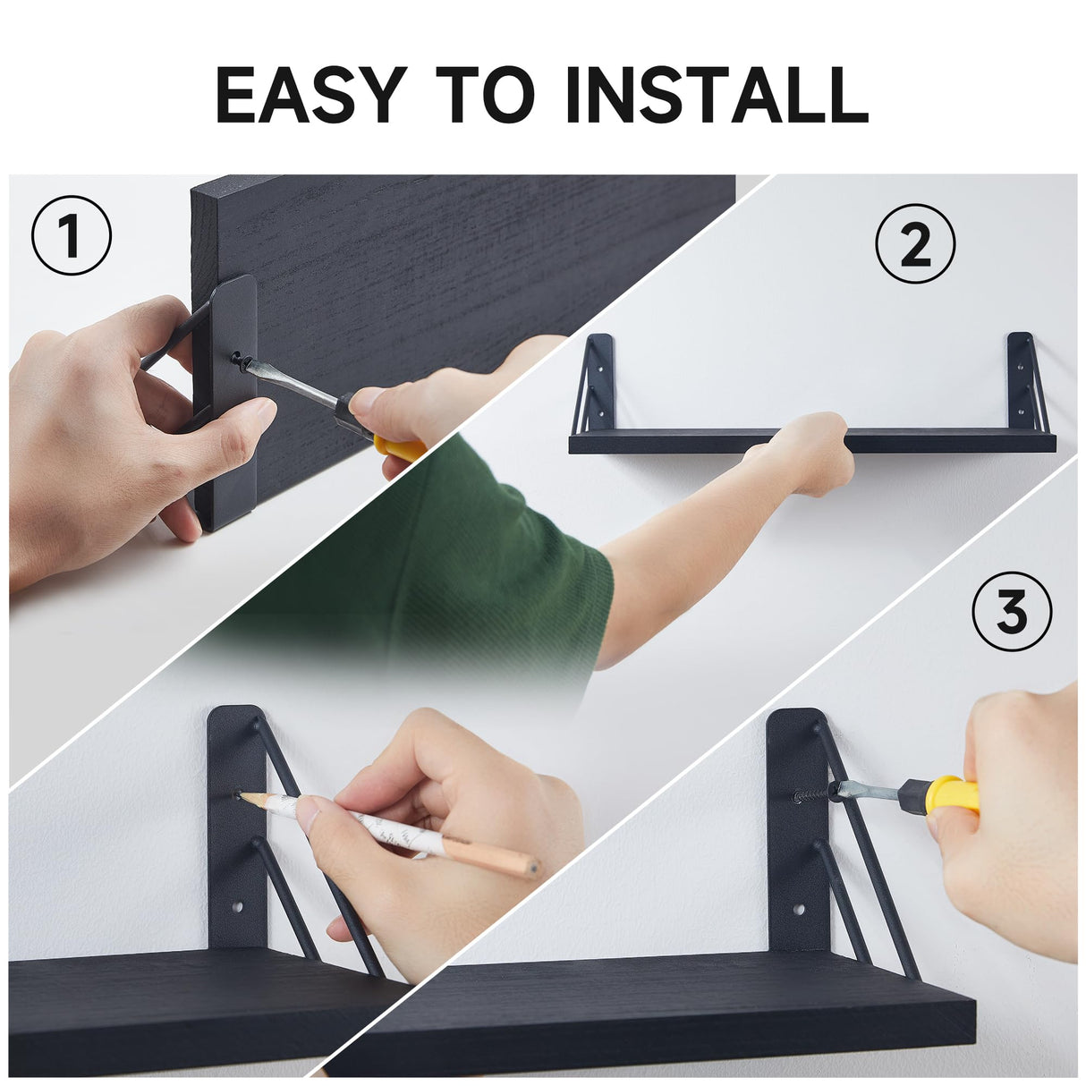 BAYKA Wall Shelves for Bedroom Decor, Floating Wall Shelves for Living Room Kitchen Storage, Wall Mounted Rustic Wood Floating Shelves for Kids Books, Small Shelf for Bathroom, Office, Laundry Room BAYKA