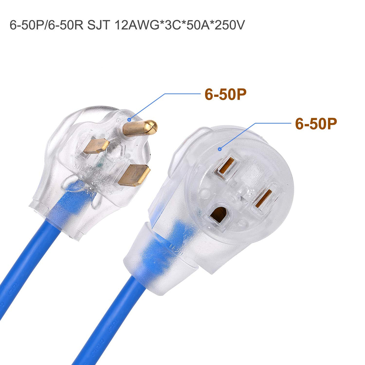 Welder Extension Cord, Heavy Duty 25 Feet 6-50 Nema R Plug Lighted Welding Cord with ETL Approved S7