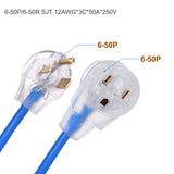 Welder Extension Cord, Heavy Duty 25 Feet 6-50 Nema R Plug Lighted Welding Cord with ETL Approved S7