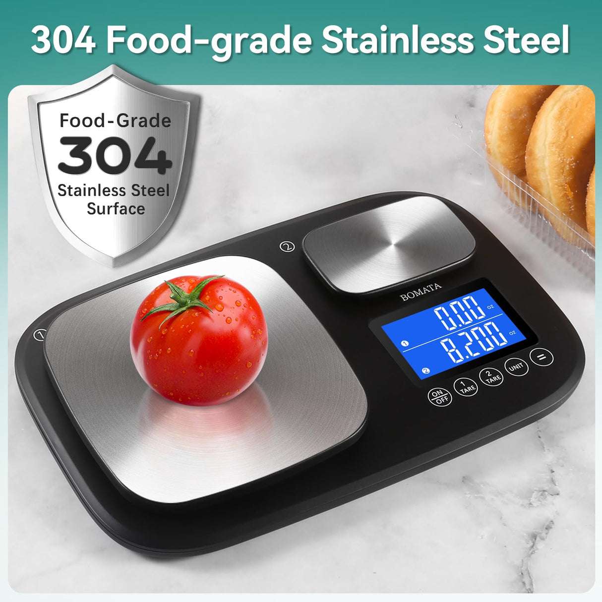 BOMATA 0.01g/500g & 1g/15kg Dual Platform Kitchen Scale with Two Precisions, Accumulation Function, Gram and Ounce, Digital Scale for Food, Baking, Yeast, Jewelry B614 BOMATA