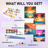 HEIBAGO Framed Paint by Numbers kit for Kids, 4 Pack Landscapes Paint by Numbers for Kids Ages 8-12, Sun Paint by Numbers Kits Children Beginner, DIY Acrylic Oil Painting for Home Wall Decor 8x8 inch HEIBAGO